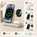Station 3-en-1 YVORA — Chargeur, Enceinte & Support