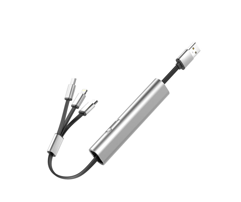 Câble Rétractable 3-en-1 — USB-C, Micro USB & Lightning