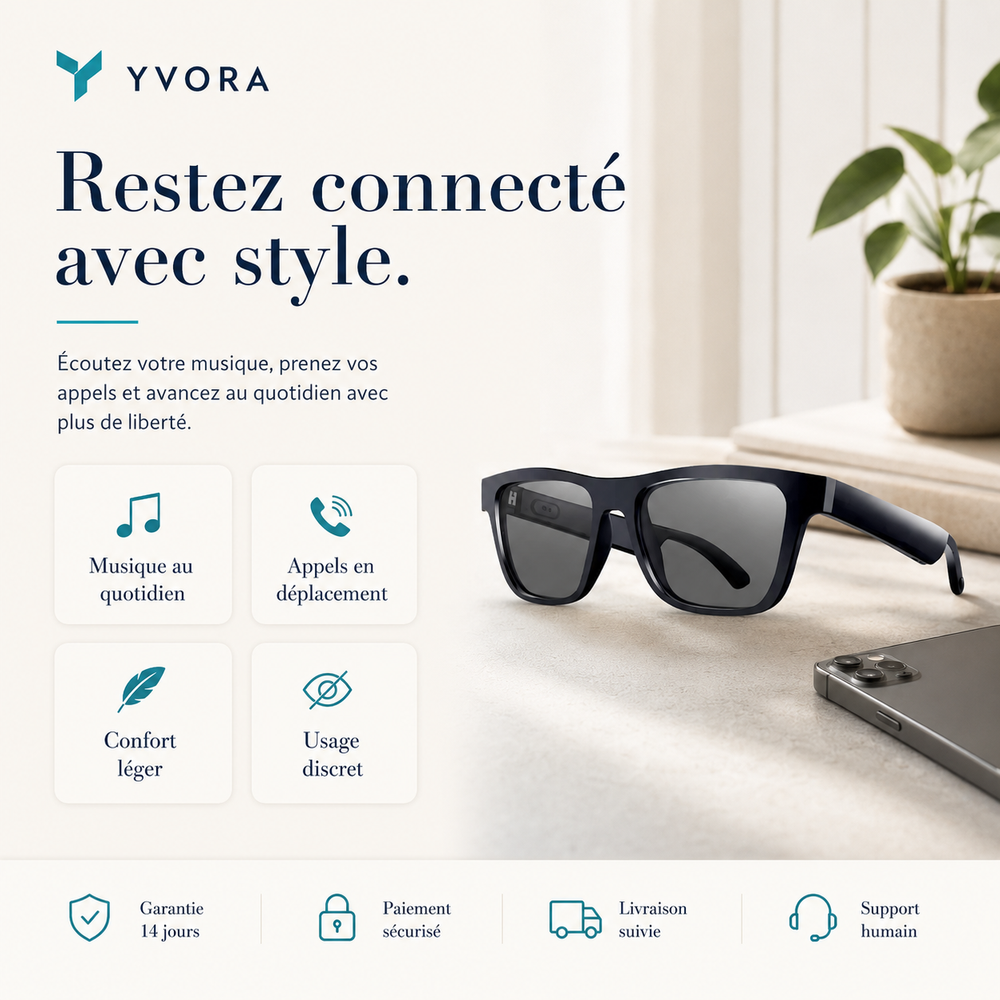 Lunettes Audio Bluetooth Tech Shade — Son discret, style moderne