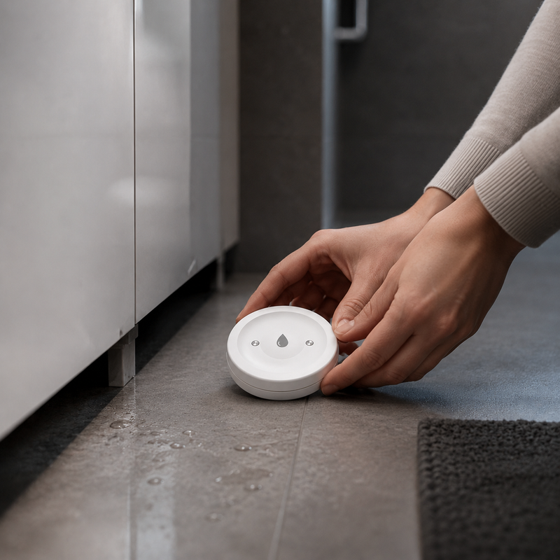 Détecteur de Fuite d'Eau Connecté — Alerte immédiate sur smartphone
