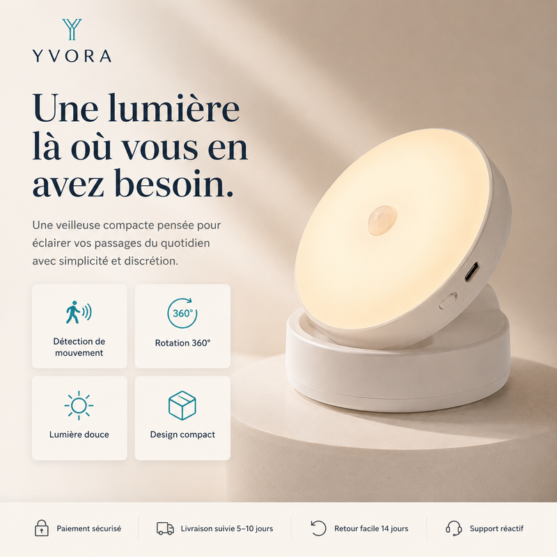 Pack 3 Veilleuses LED — Détection de mouvement 360°