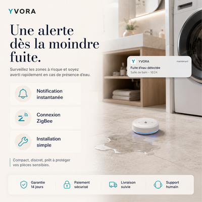 Détecteur de Fuite d'Eau Connecté — Alerte immédiate sur smartphone