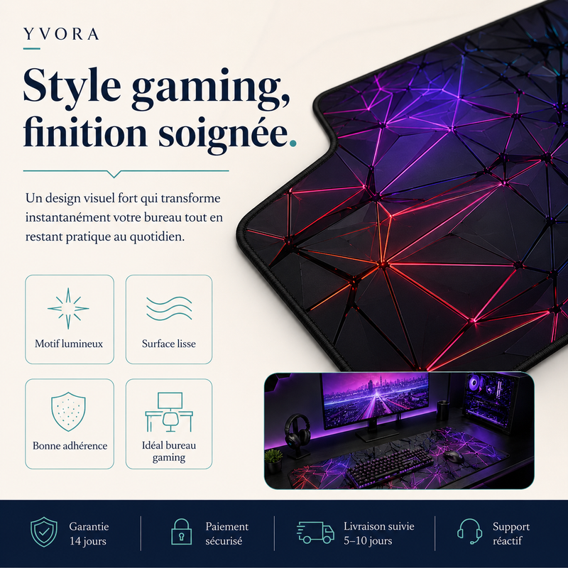 Tapis de Souris Gaming XXL — Surface précision, design tech