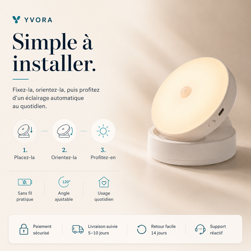 Pack 3 Veilleuses LED — Détection de mouvement 360°