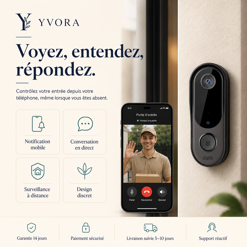 Sonnette Connectée WiFi Sans Fil — Vidéo & Interphone