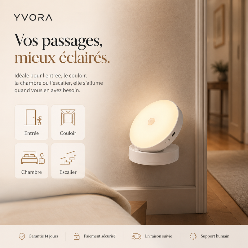 Pack 3 Veilleuses LED — Détection de mouvement 360°