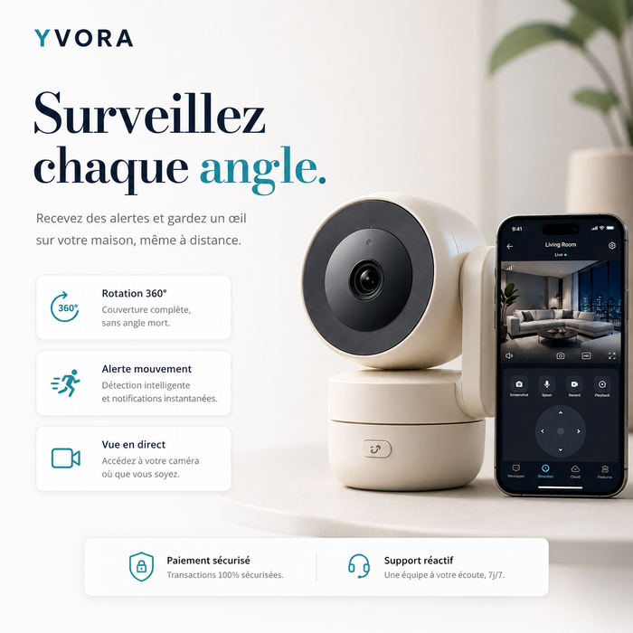 Caméra WiFi Intérieure 4MP — Rotation 360° & Vision Nocturne