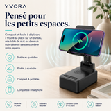 Station 3-en-1 YVORA — Chargeur, Enceinte & Support