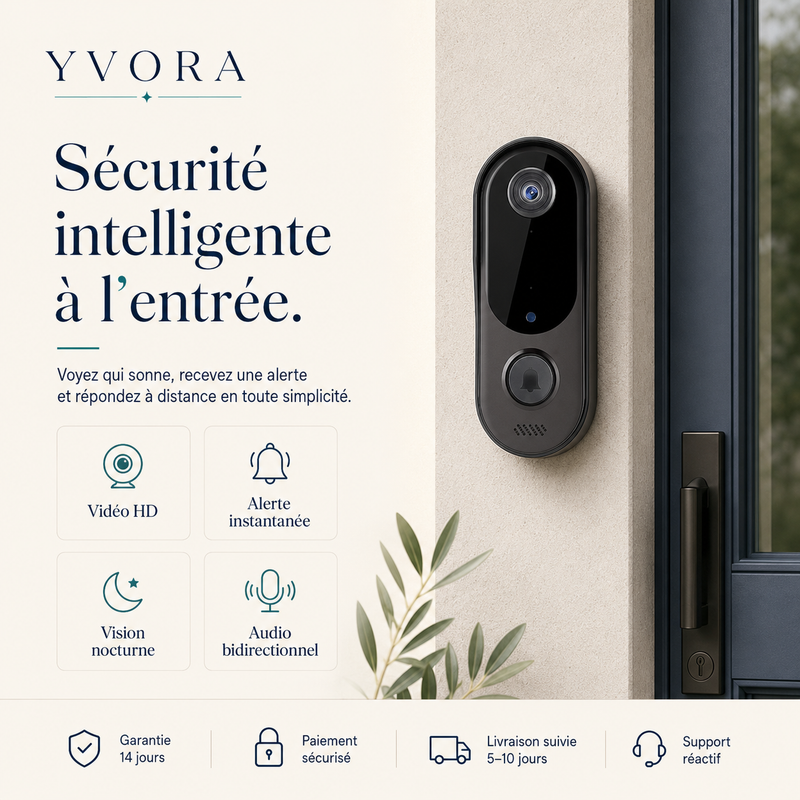 Sonnette Connectée WiFi Sans Fil — Vidéo & Interphone
