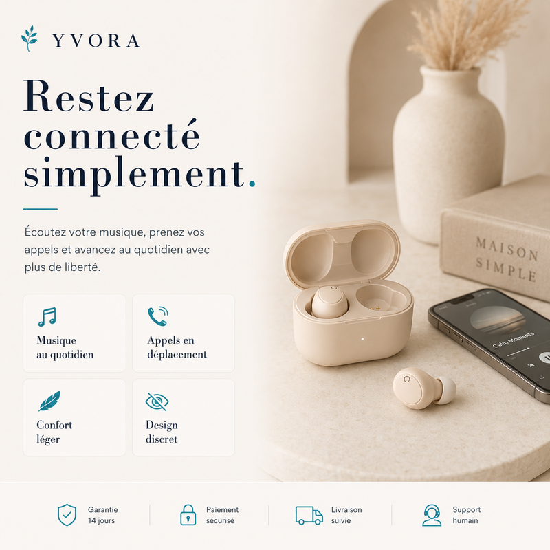 Écouteurs Bluetooth Discrets — Ultra-compacts, usage quotidien