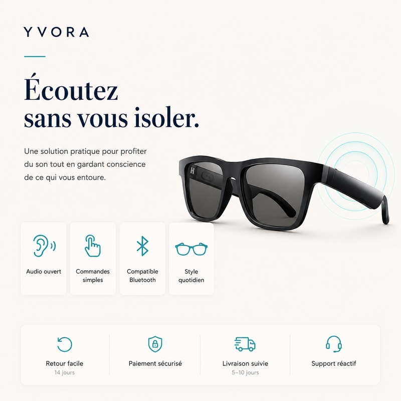 Lunettes Audio Bluetooth Tech Shade — Son discret, style moderne
