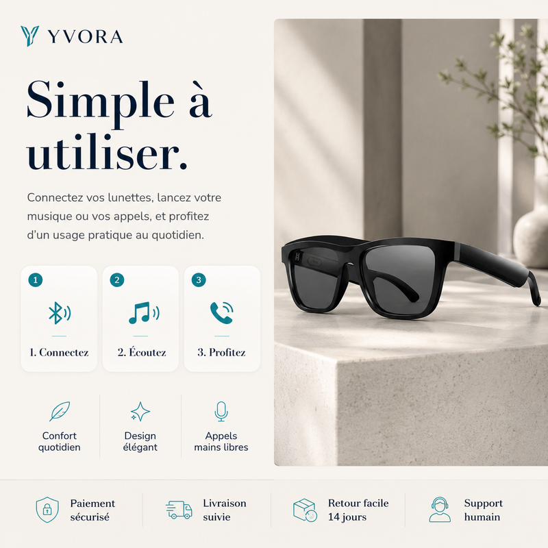 Lunettes Audio Bluetooth Tech Shade — Son discret, style moderne