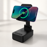 Station 3-en-1 YVORA — Chargeur, Enceinte & Support