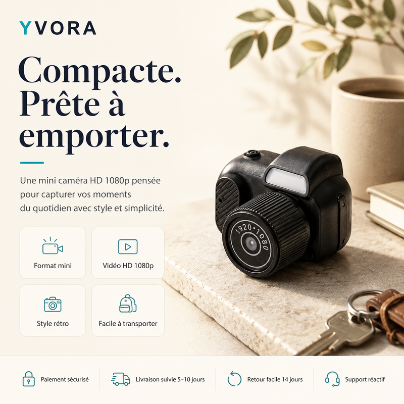 Mini Caméra Rétro 1080p — Design vintage, qualité HD