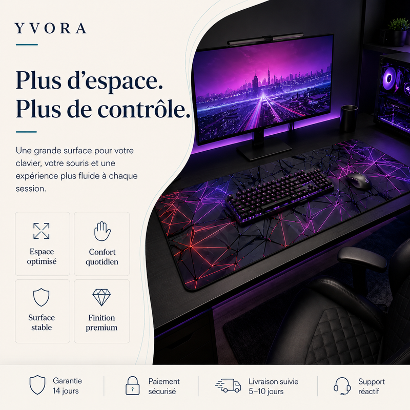 Tapis de Souris Gaming XXL — Surface précision, design tech
