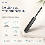 Câble Rétractable 3-en-1 — USB-C, Micro USB & Lightning