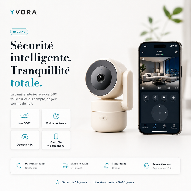 Caméra WiFi Intérieure 4MP — Rotation 360° & Vision Nocturne